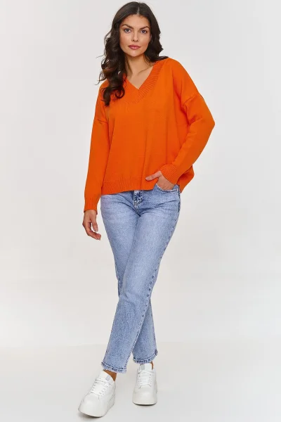 Dámský svetr S158 oranžový - Oranžová