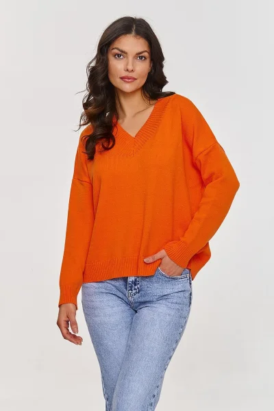 Dámský svetr S158 oranžový - Oranžová