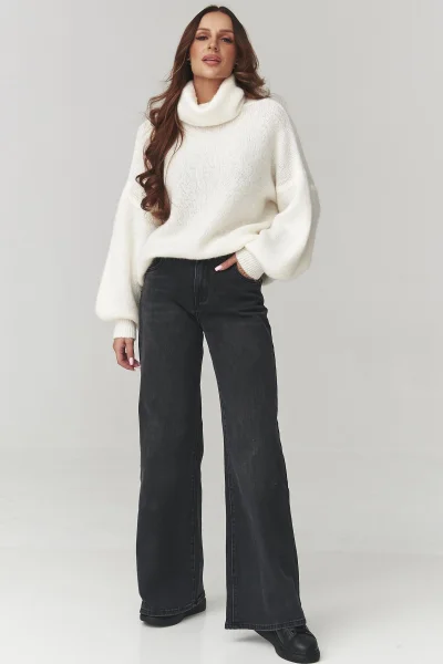 Dámský svetr s rolákem C19 - ecru - Ecru