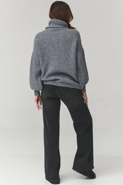Dámský svetr s rolákem C19 - šedý - Šedá