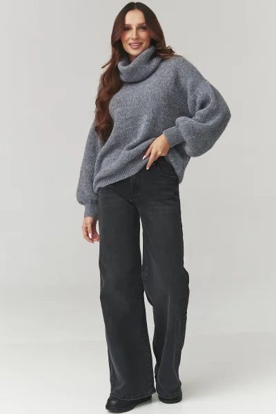 Dámský svetr s rolákem C19 - šedý - Šedá