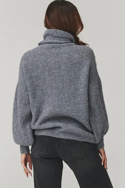 Dámský svetr s rolákem C19 - šedý - Šedá