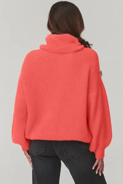 Dámský svetr s rolákem C19 - korálový - Korálová