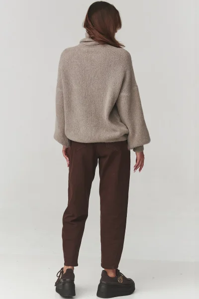 Dámský svetr s rolákem C19 - cappuccino - Cappucino