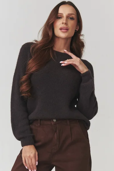 Dámský svetr C21 - tm. hnědý - Tmavě hnědá
