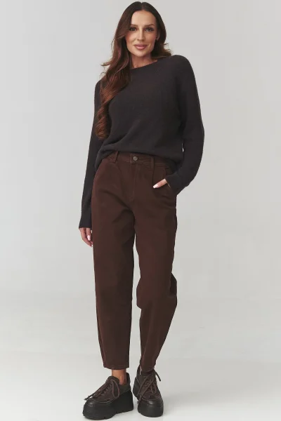 Dámský svetr C21 - tm. hnědý - Tmavě hnědá