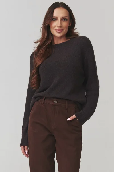 Dámský svetr C21 - tm. hnědý - Tmavě hnědá