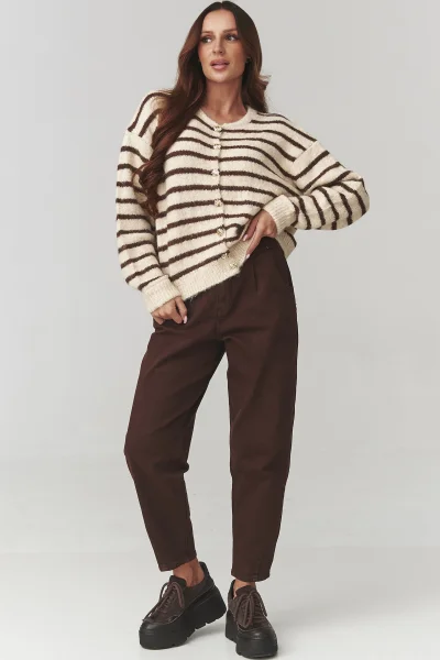 Dámský propínací svetr C23 - béžový - Béžová