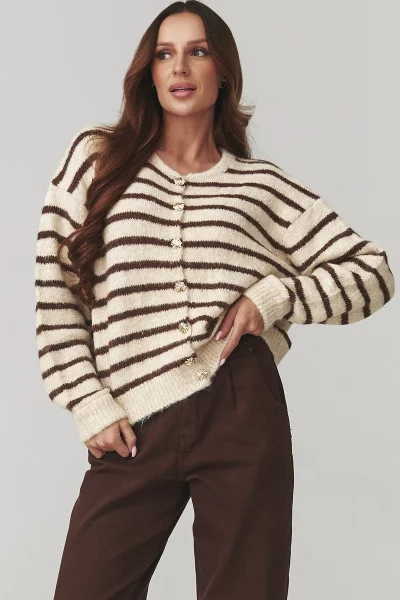 Dámský propínací svetr C23 - béžový - Béžová