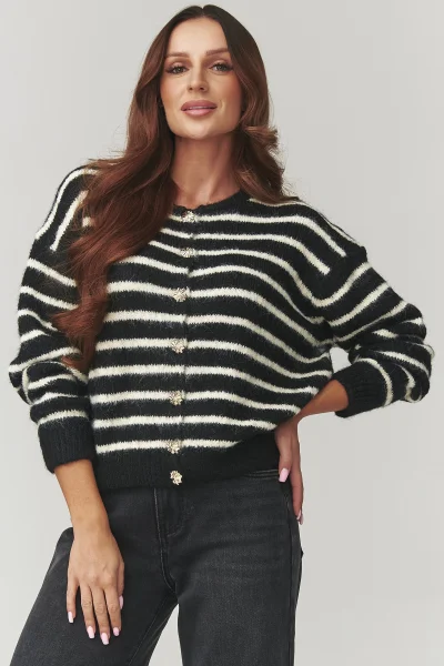 Dámský propínací svetr C23 - černý - Černá