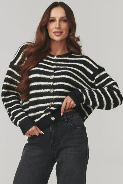 Dámský propínací svetr C23 - černý - Černá