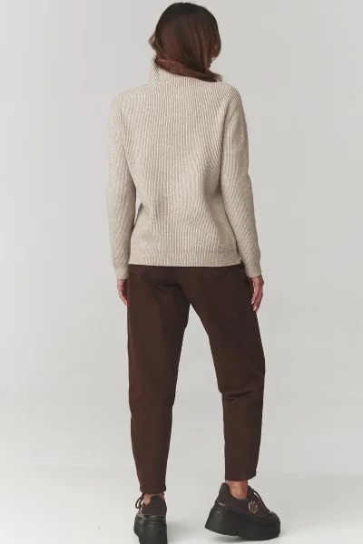 Dámský svetr s rolákem C20 - béžový - Béžová