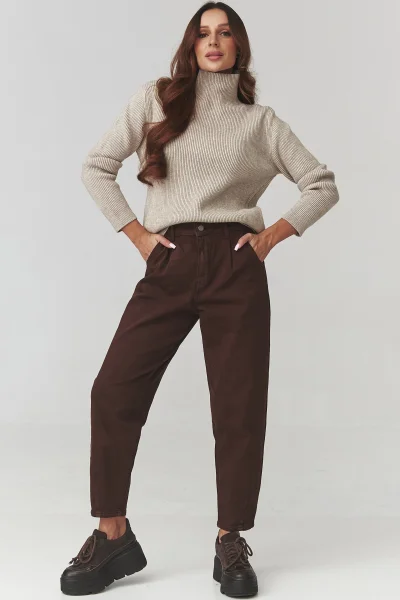 Dámský svetr s rolákem C20 - béžový - Béžová