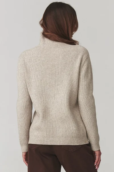 Dámský svetr s rolákem C20 - béžový - Béžová