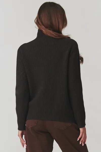 Dámský svetr s rolákem C20 - tm. hnědý - Tmavě hnědá