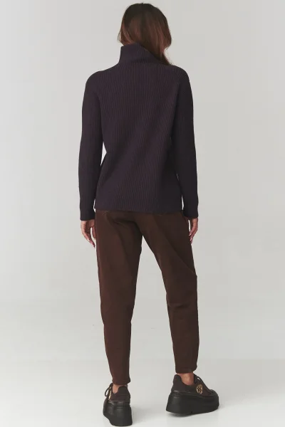 Dámský svetr s rolákem C20 - hnědofialový - Hnědo-fialová