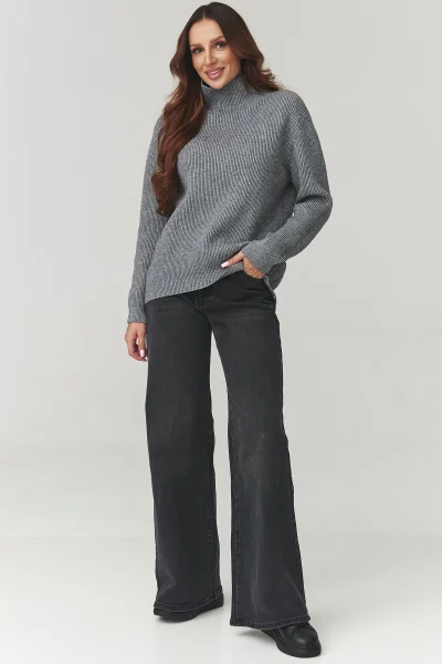 Dámský svetr s rolákem C20 - šedý - Šedá