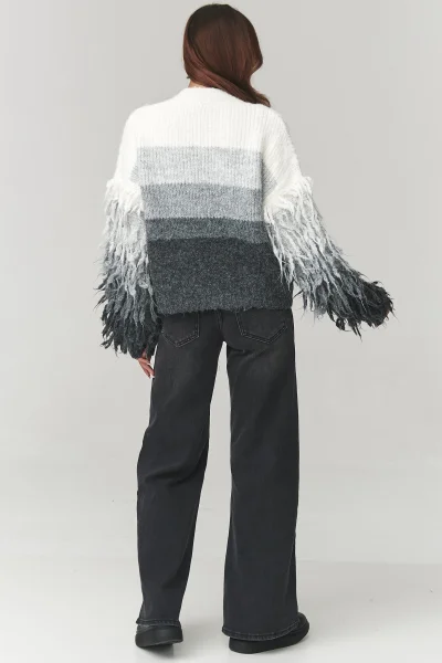 Kardigan s třásněmi C25 - šedý - Šedá