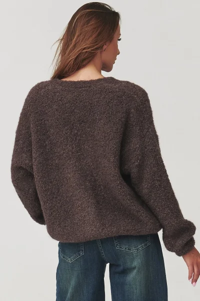 Dámský propínací svetr C2 - tm. hnědá - Tmavě hnědá