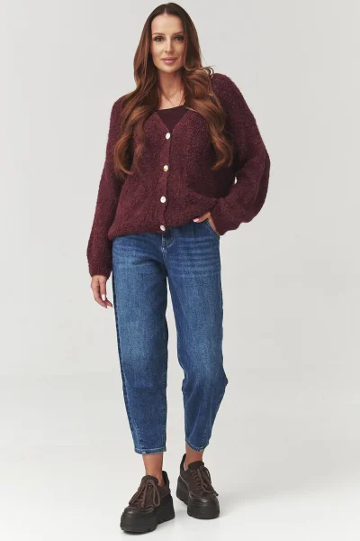 Dámský propínací svetr C2 - bordó - Bordó