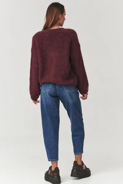 Dámský propínací svetr C2 - bordó - Bordó