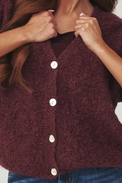 Dámský propínací svetr C2 - bordó - Bordó