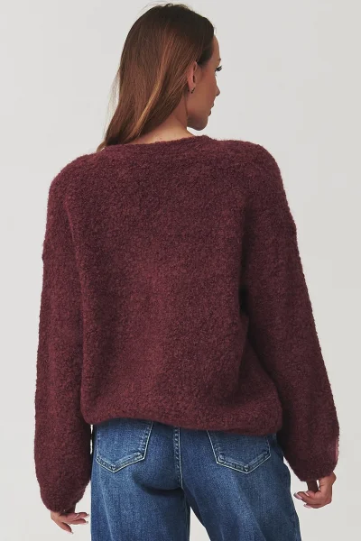 Dámský propínací svetr C2 - bordó - Bordó