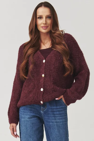 Dámský propínací svetr C2 - bordó - Bordó