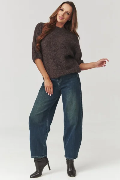 Dámský svetr C8 - tm. hnědý - Tmavě hnědá