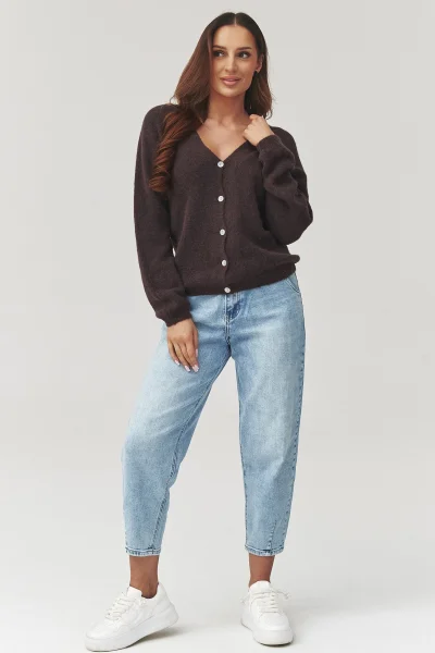 Dámský svetr C38 - tm. hnědý - Tmavě hnědá