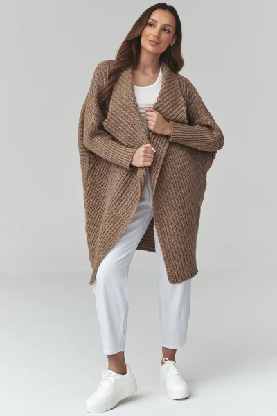 Dámský kardigan S173 - hnědý - Hnědá