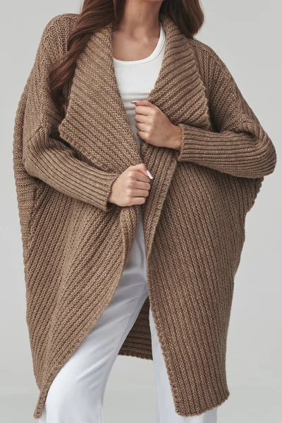 Dámský kardigan S173 - hnědý - Hnědá