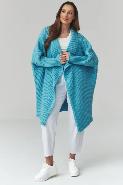 Dámský kardigan S173 - tyrkysový - Tyrkysová