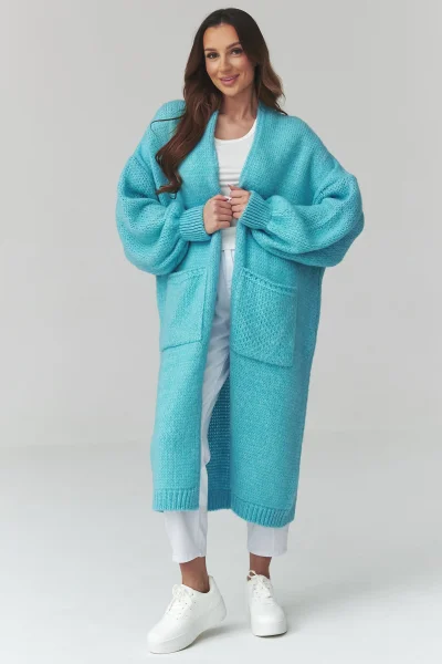 Dámský kardigan S172 - tyrkysový - Tyrkysová
