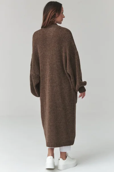 Dámský kardigan S172 - tm. hnědý - Tmavě hnědá