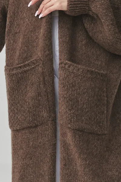 Dámský kardigan S172 - tm. hnědý - Tmavě hnědá