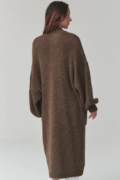 Dámský kardigan S172 - tm. hnědý - Tmavě hnědá