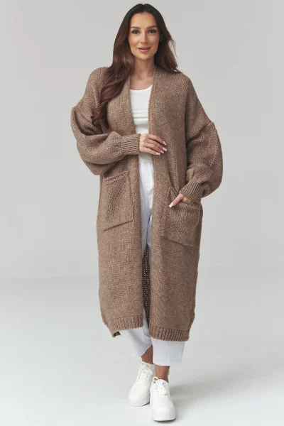 Dámský kardigan S172 - hnědý - Hnědá