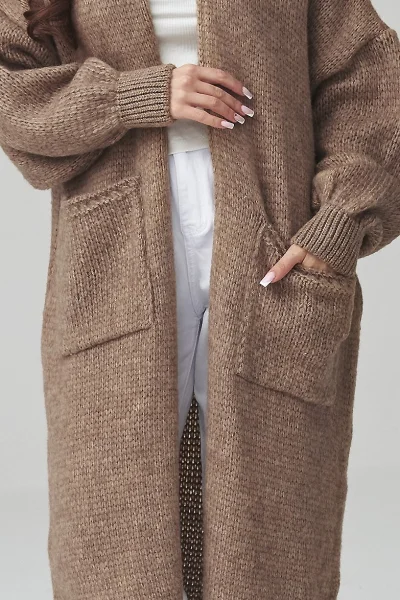 Dámský kardigan S172 - hnědý - Hnědá