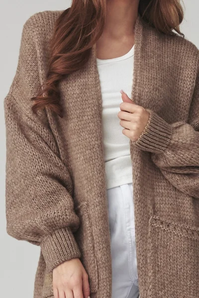 Dámský kardigan S172 - hnědý - Hnědá