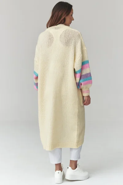 Dlouhý kardigan S174 - sv. žlutý - Světle žlutá