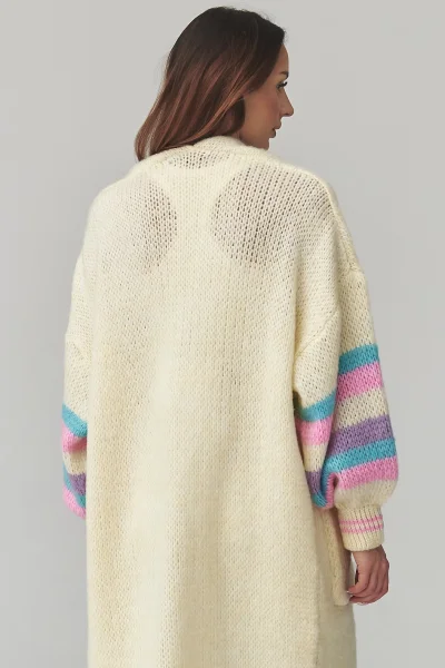 Dlouhý kardigan S174 - sv. žlutý - Světle žlutá