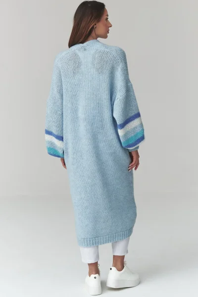 Dlouhý kardigan S174 - sv. modrý - Světle modrá