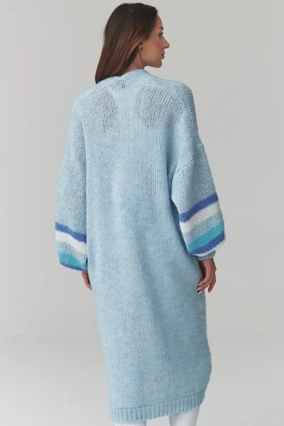 Dlouhý kardigan S174 - sv. modrý - Světle modrá