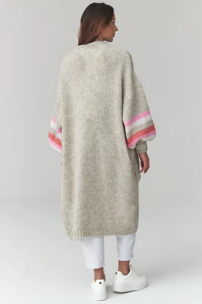 Dlouhý kardigan S174 - sv. šedý - Světle šedá