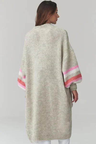 Dlouhý kardigan S174 - sv. šedý - Světle šedá