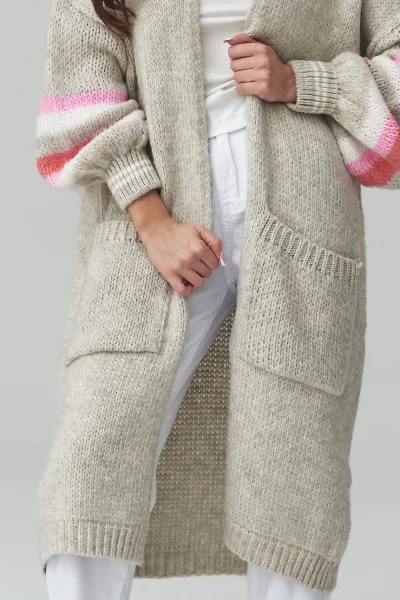 Dlouhý kardigan S174 - sv. šedý - Světle šedá