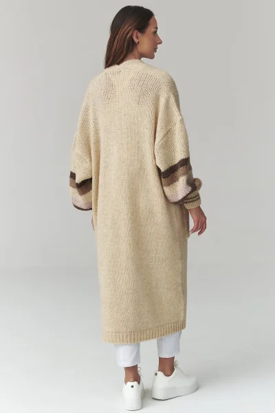 Dlouhý kardigan S174 - sv. béžový - Světle béžová