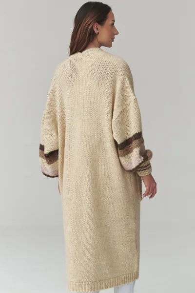 Dlouhý kardigan S174 - sv. béžový - Světle béžová