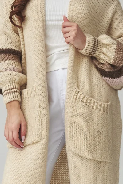 Dlouhý kardigan S174 - sv. béžový - Světle béžová